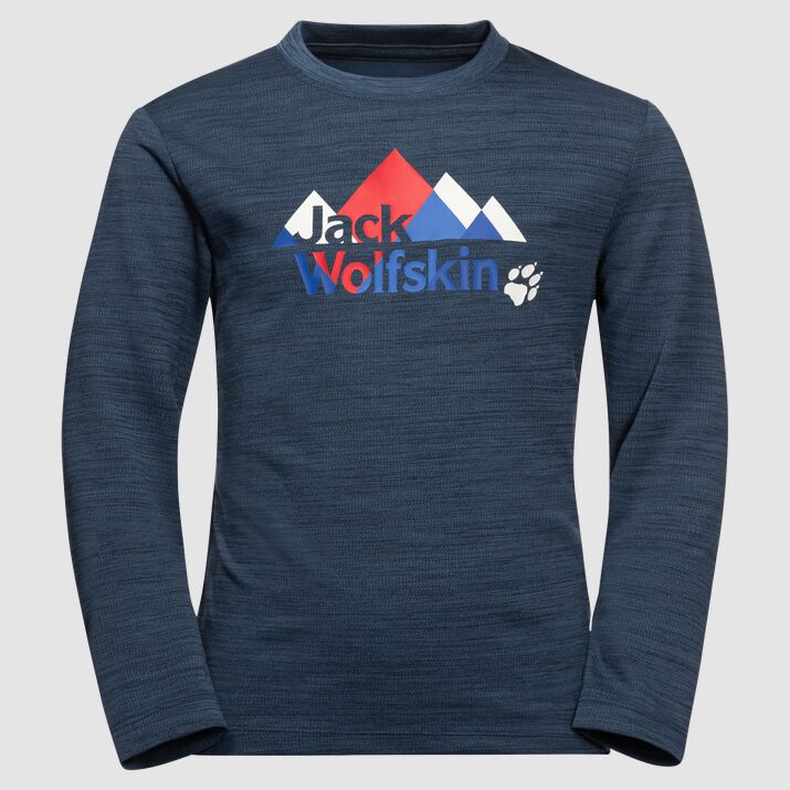 Jack Wolfskin Kids Vargen Long Sleeve Shirt Dark Blue/Red 246750BTW